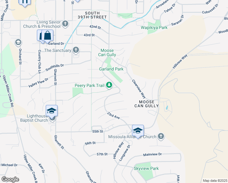 map of restaurants, bars, coffee shops, grocery stores, and more near 2224 23rd Avenue in Missoula