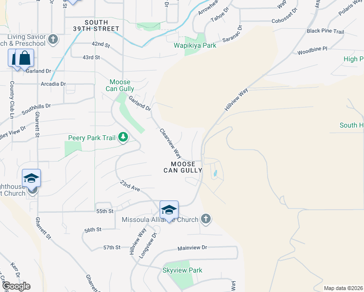 map of restaurants, bars, coffee shops, grocery stores, and more near 1959 Elk View Court in Missoula