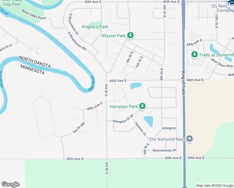 map of restaurants, bars, coffee shops, grocery stores, and more near 4802 South Riverhaven Road in Moorhead