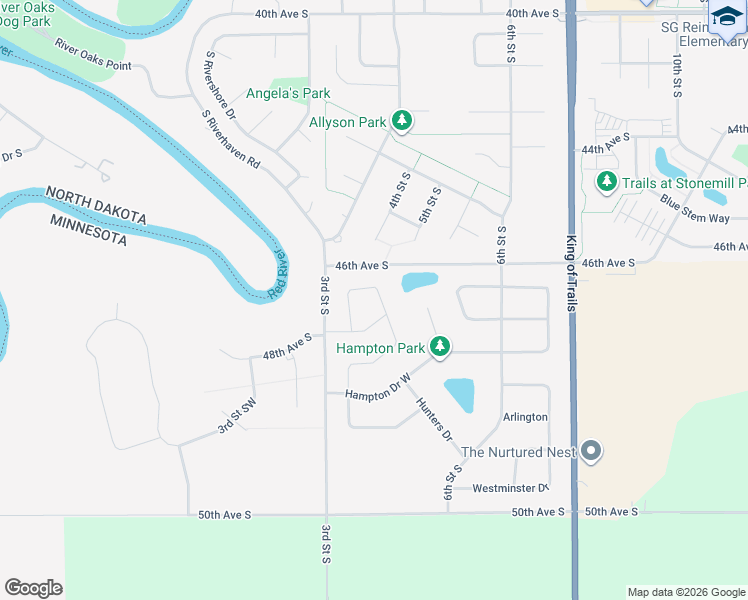 map of restaurants, bars, coffee shops, grocery stores, and more near 4802 South Riverhaven Road in Moorhead