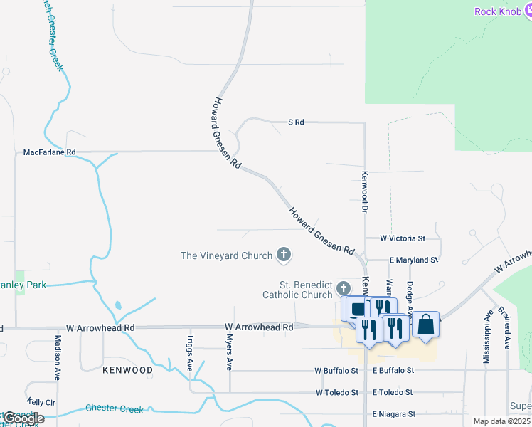 map of restaurants, bars, coffee shops, grocery stores, and more near 49 Howard Gnesen Road in Duluth