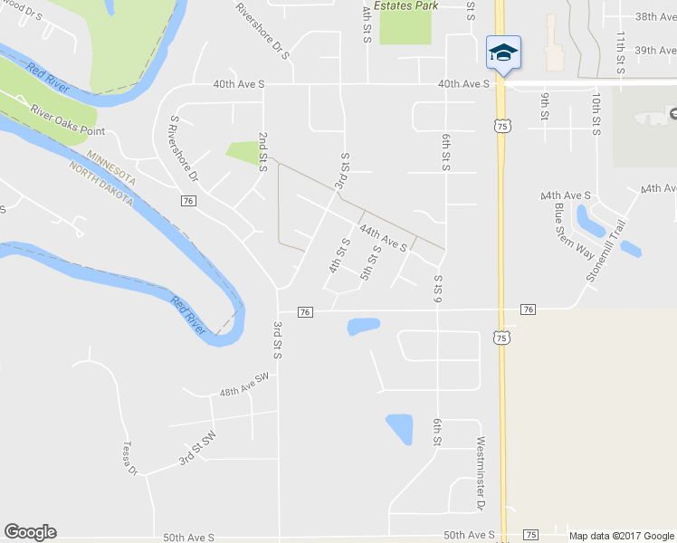 map of restaurants, bars, coffee shops, grocery stores, and more near 4512 4th Street South in Moorhead
