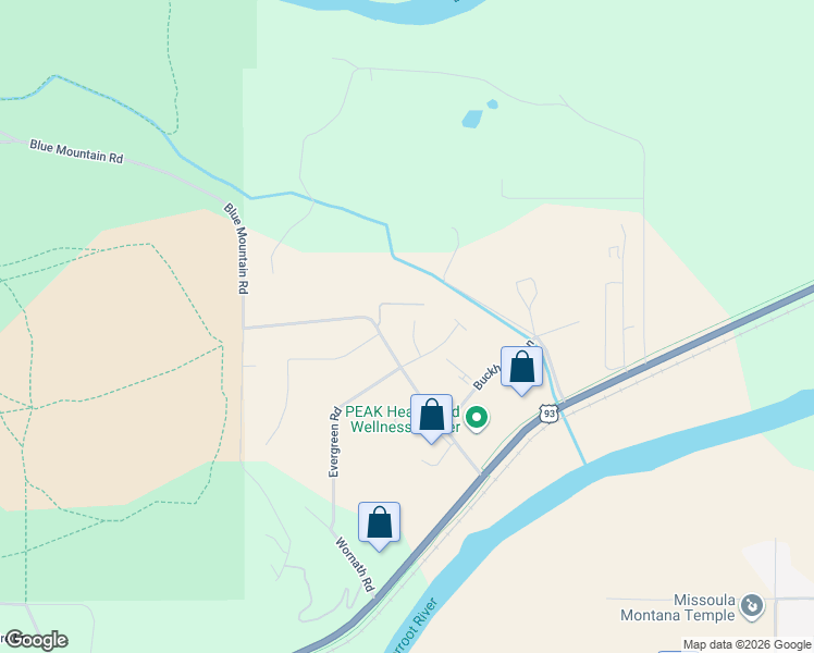 map of restaurants, bars, coffee shops, grocery stores, and more near 4796-4862 Blue Mountain Road in Missoula