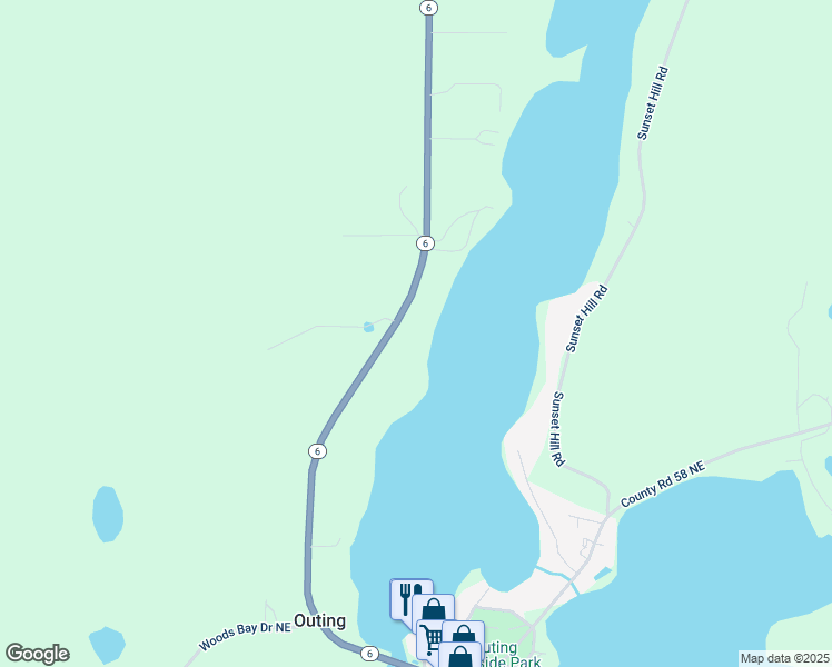 map of restaurants, bars, coffee shops, grocery stores, and more near 710 Minnesota 6 in Outing
