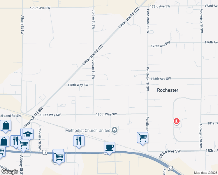 map of restaurants, bars, coffee shops, grocery stores, and more near 9545 178th Way Southwest in Rochester