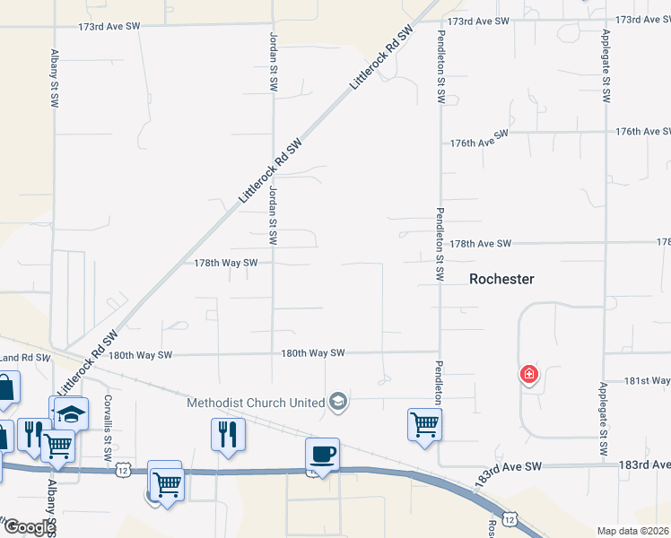 map of restaurants, bars, coffee shops, grocery stores, and more near 9545 178th Way Southwest in Rochester