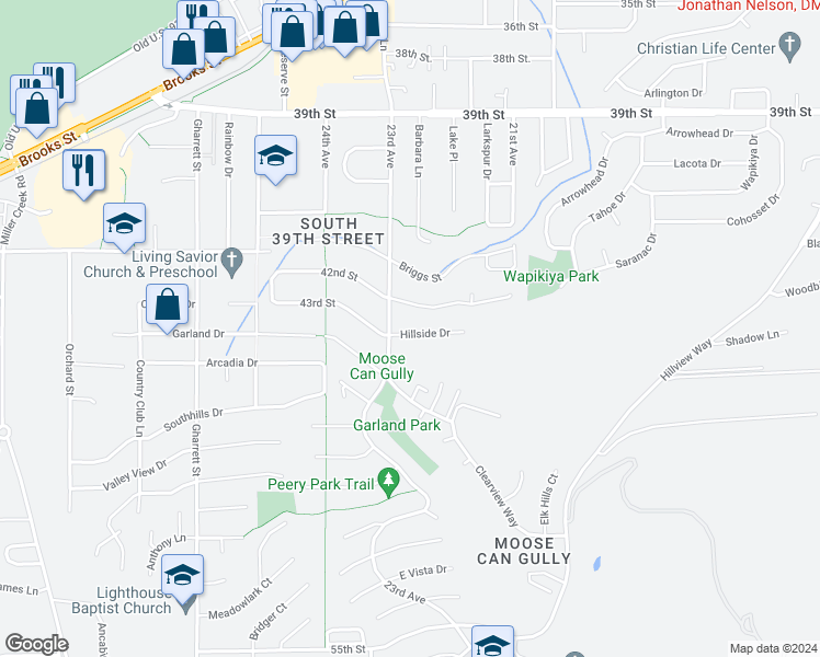 map of restaurants, bars, coffee shops, grocery stores, and more near 2246 Hillside Drive in Missoula