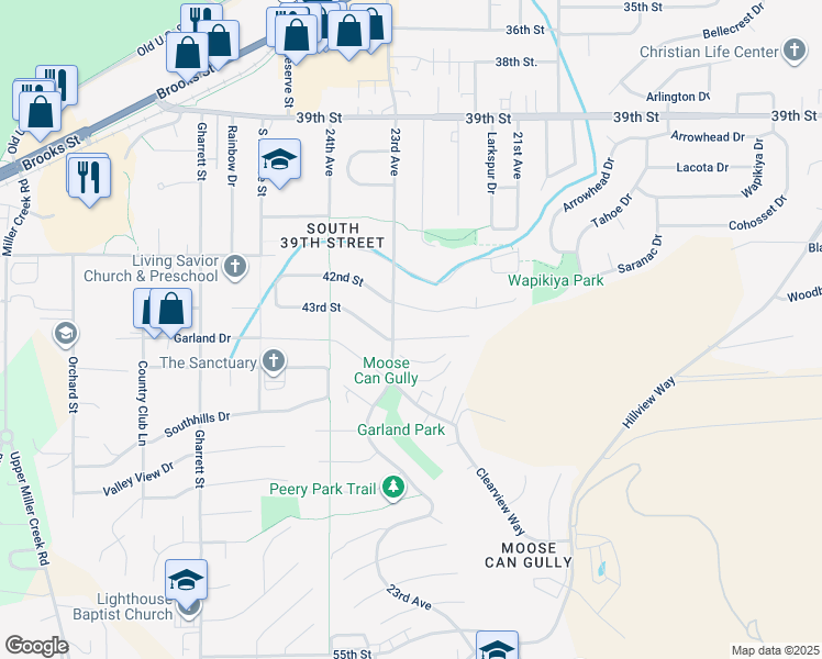 map of restaurants, bars, coffee shops, grocery stores, and more near 4670 23rd Street in Missoula