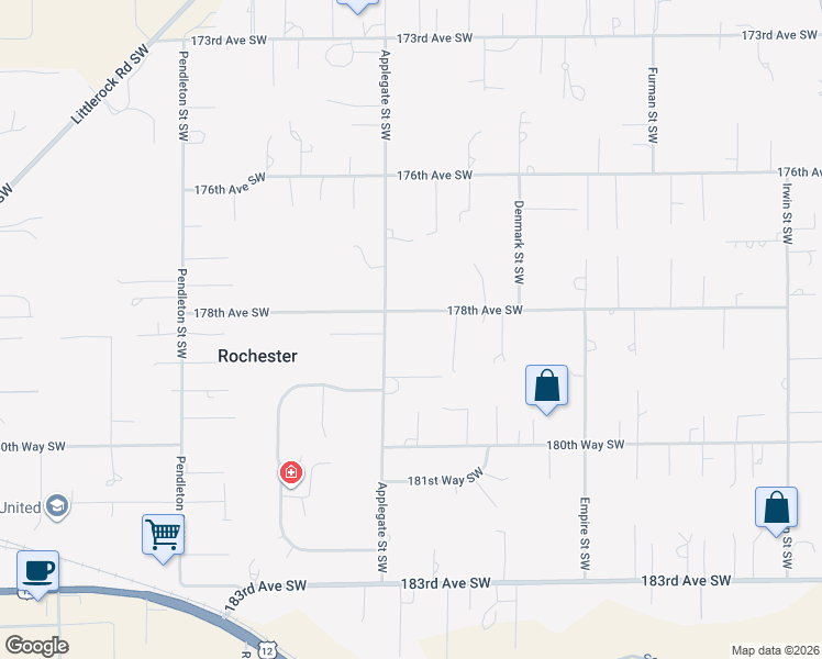 map of restaurants, bars, coffee shops, grocery stores, and more near 8927 178th Avenue Southwest in Rochester