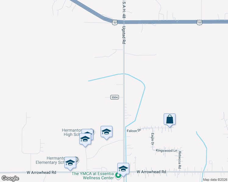 map of restaurants, bars, coffee shops, grocery stores, and more near 4407 Ugstad Road in Hermantown