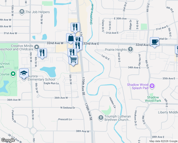 map of restaurants, bars, coffee shops, grocery stores, and more near 6845 Golden Spike Road in West Fargo