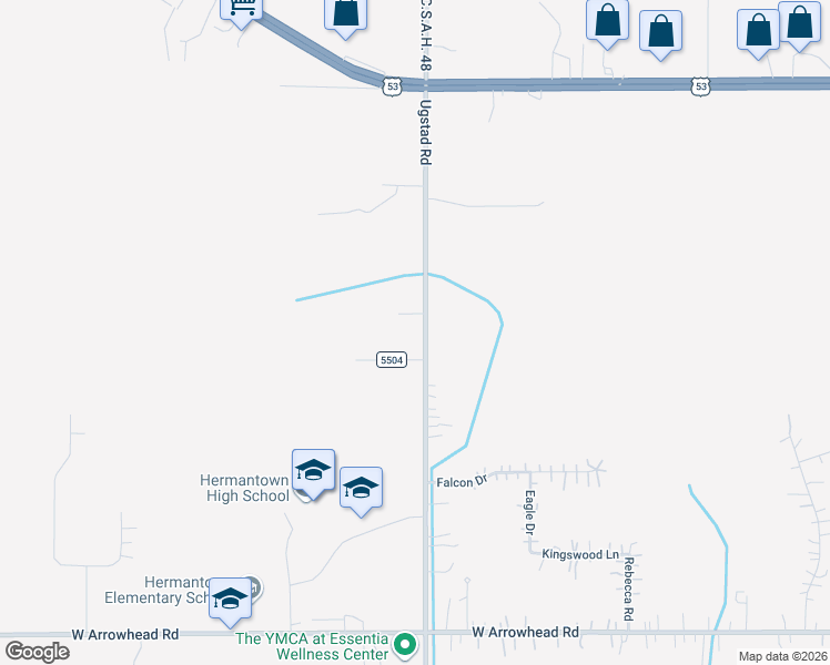map of restaurants, bars, coffee shops, grocery stores, and more near 4407 Ugstad Road in Hermantown