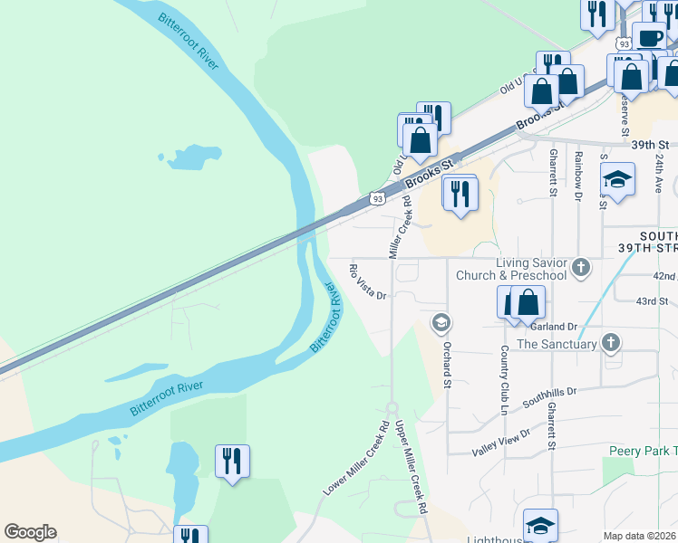 map of restaurants, bars, coffee shops, grocery stores, and more near 4515 Rio Vista Dr in Missoula