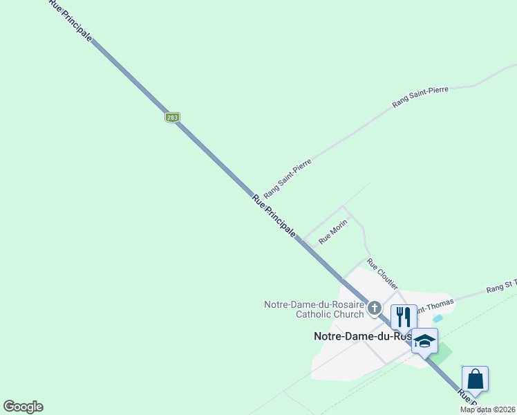map of restaurants, bars, coffee shops, grocery stores, and more near 167 Rue Principale in Notre-Dame-du-Rosaire