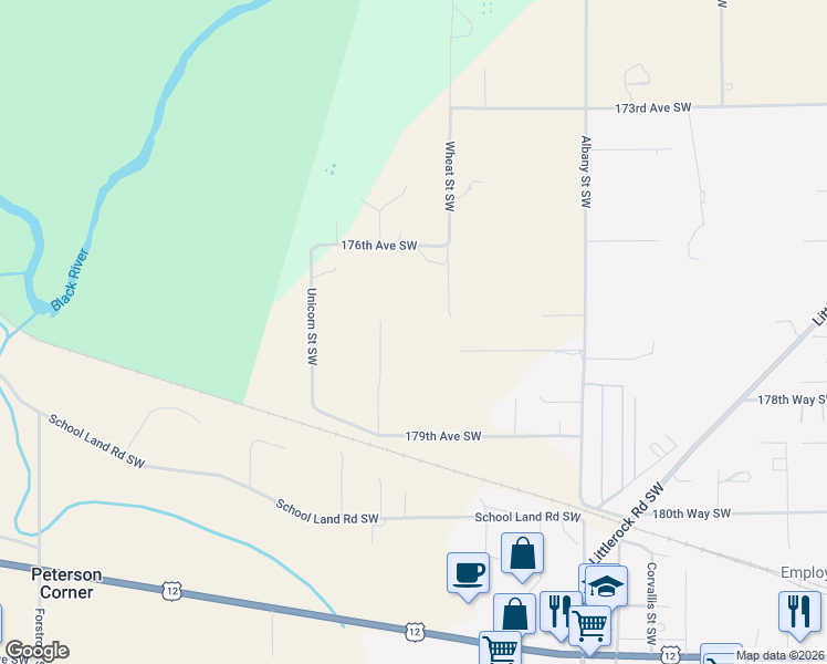 map of restaurants, bars, coffee shops, grocery stores, and more near 10548 179th Avenue Southwest in Rochester