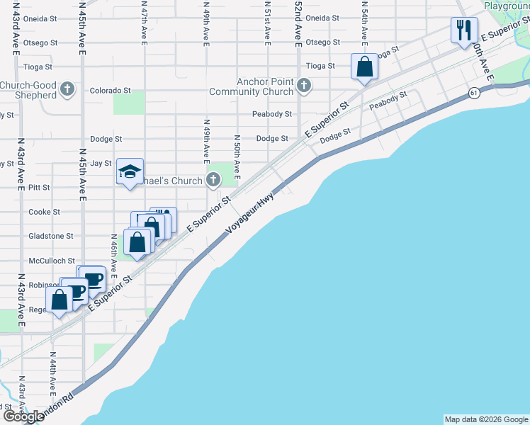 map of restaurants, bars, coffee shops, grocery stores, and more near 5030 London Road in Duluth