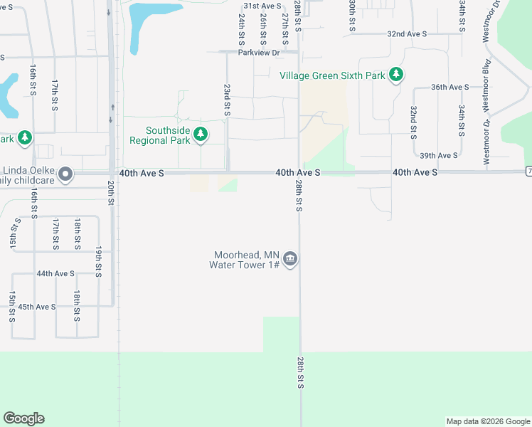 map of restaurants, bars, coffee shops, grocery stores, and more near 4001-4271 28th Street South in Moorhead