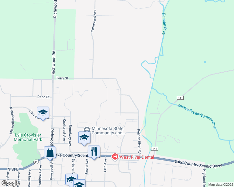 map of restaurants, bars, coffee shops, grocery stores, and more near 602 Riverwood Drive in Detroit Lakes