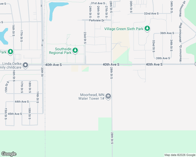 map of restaurants, bars, coffee shops, grocery stores, and more near 4001-4271 28th Street South in Moorhead