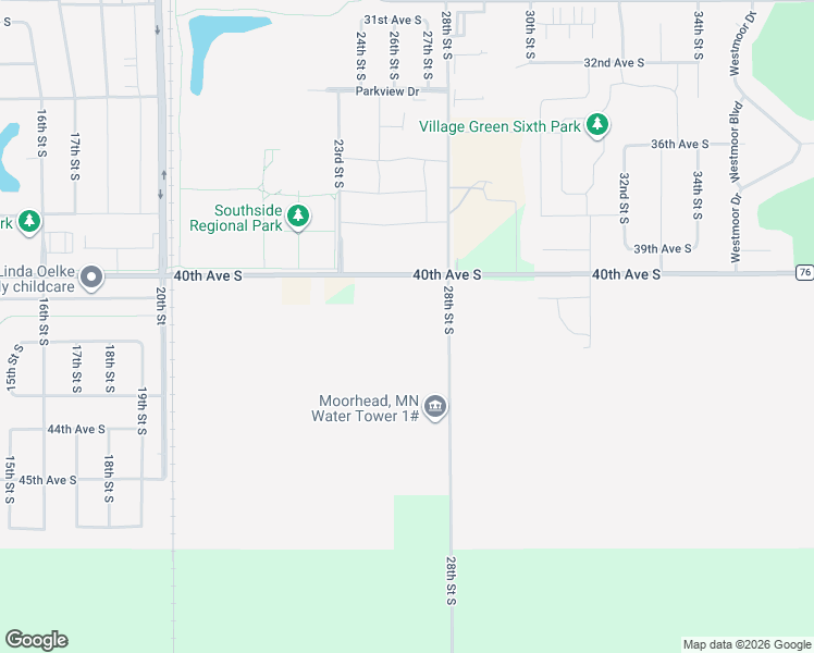 map of restaurants, bars, coffee shops, grocery stores, and more near 4001-4271 28th Street South in Moorhead
