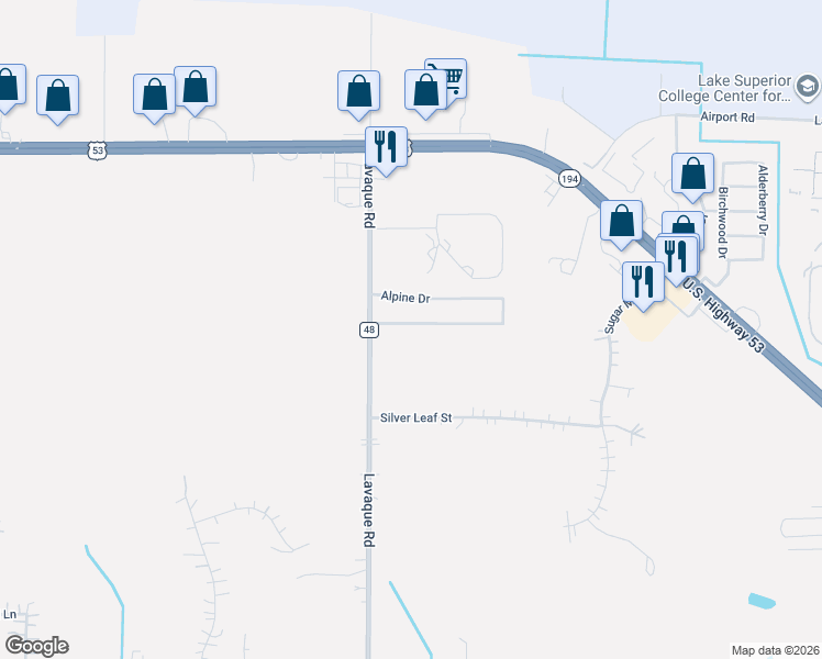 map of restaurants, bars, coffee shops, grocery stores, and more near 5064 Boulder Drive in Hermantown