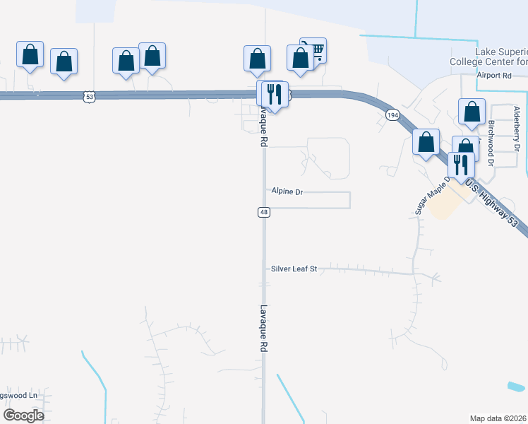 map of restaurants, bars, coffee shops, grocery stores, and more near 5069 Boulder Drive in Hermantown
