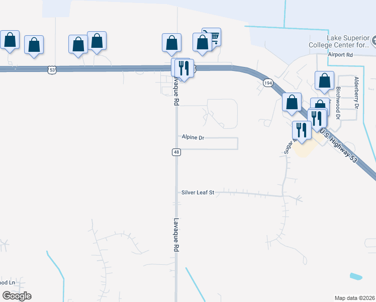 map of restaurants, bars, coffee shops, grocery stores, and more near 5060 Boulder Drive in Hermantown