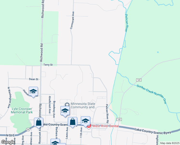 map of restaurants, bars, coffee shops, grocery stores, and more near 602 Riverwood Drive in Detroit Lakes