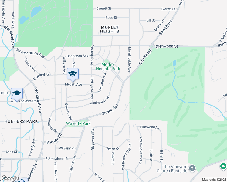 map of restaurants, bars, coffee shops, grocery stores, and more near 510-520 Kenilworth Avenue in Duluth