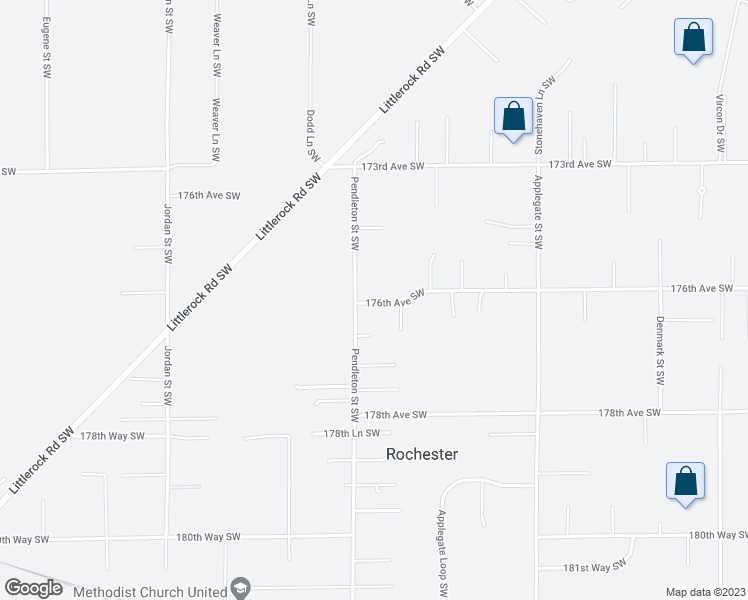map of restaurants, bars, coffee shops, grocery stores, and more near 9240 176th Avenue Southwest in Rochester