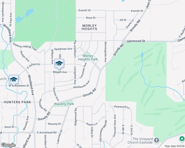 map of restaurants, bars, coffee shops, grocery stores, and more near 510 Kenilworth Avenue in Duluth