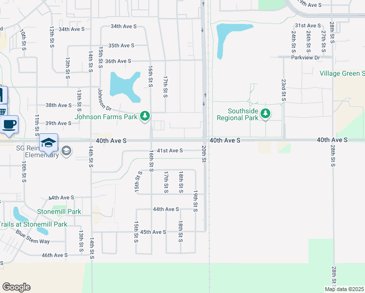 map of restaurants, bars, coffee shops, grocery stores, and more near 1718 41st Avenue South in Moorhead