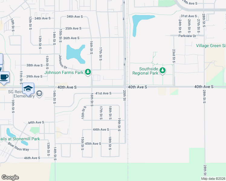 map of restaurants, bars, coffee shops, grocery stores, and more near 1810 41st Avenue South in Moorhead