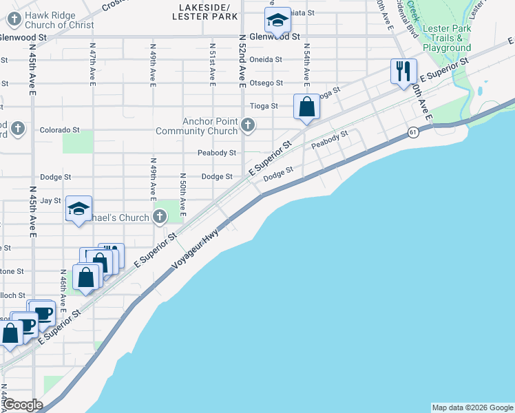 map of restaurants, bars, coffee shops, grocery stores, and more near 5162 London Road in Duluth