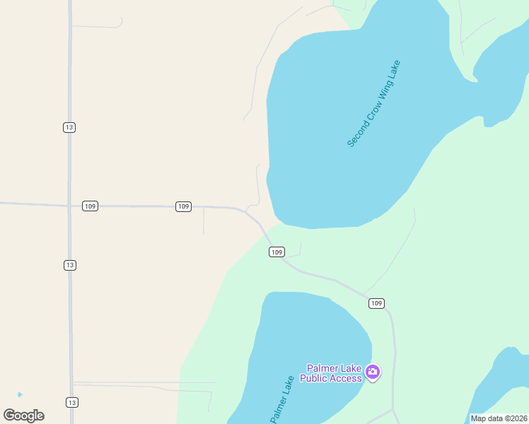 map of restaurants, bars, coffee shops, grocery stores, and more near 23328 County 109 in Menahga