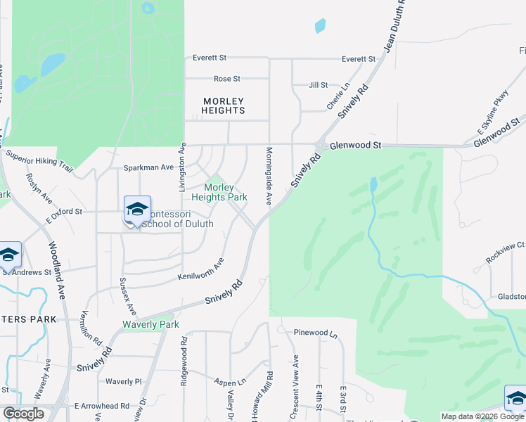 map of restaurants, bars, coffee shops, grocery stores, and more near 624 Kenilworth Avenue in Duluth