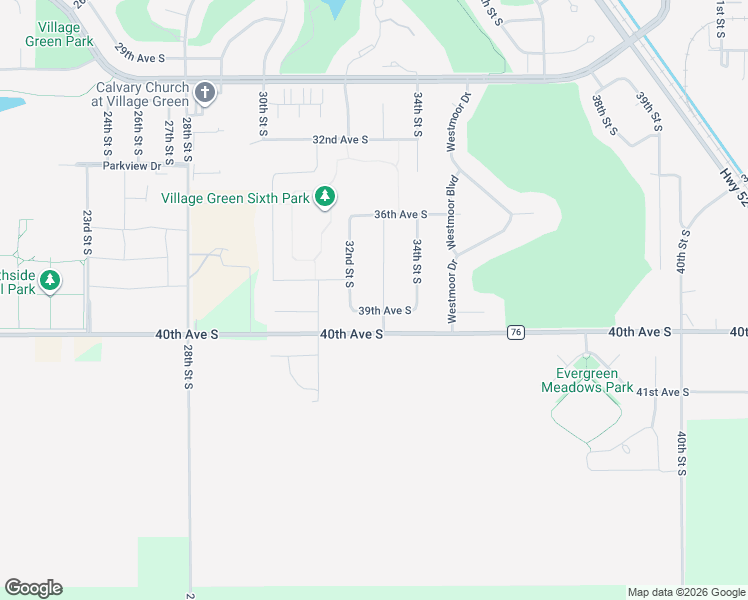 map of restaurants, bars, coffee shops, grocery stores, and more near 3824 33rd Street South in Moorhead