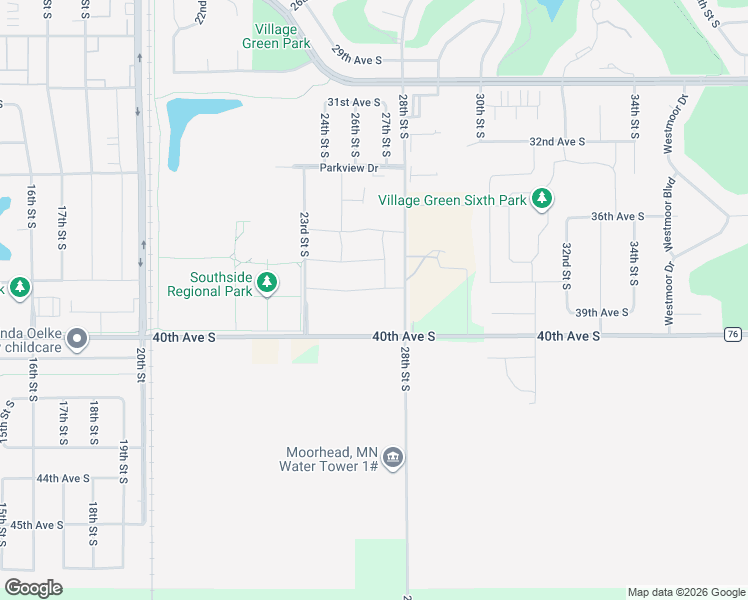 map of restaurants, bars, coffee shops, grocery stores, and more near 2524 40th Avenue South in Moorhead