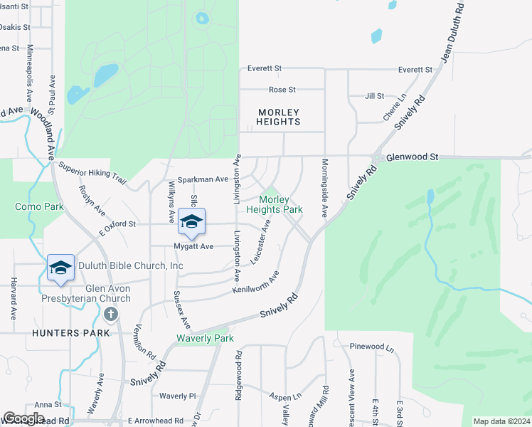 map of restaurants, bars, coffee shops, grocery stores, and more near 108 Morley Parkway in Duluth