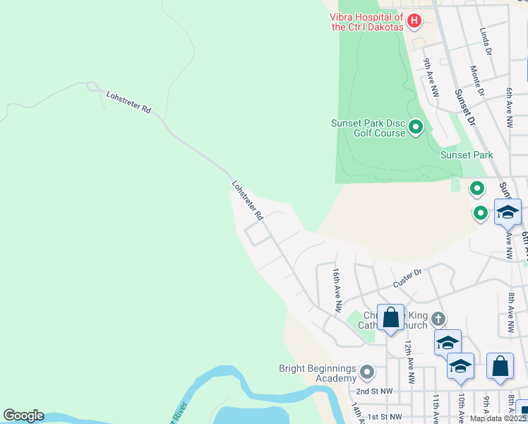 map of restaurants, bars, coffee shops, grocery stores, and more near 1002-1062 Lohstreter Rd in Mandan