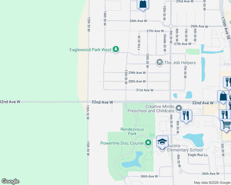 map of restaurants, bars, coffee shops, grocery stores, and more near 1233 31st Avenue West in West Fargo