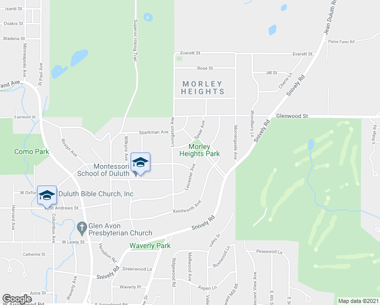 map of restaurants, bars, coffee shops, grocery stores, and more near 108 Morley Parkway in Duluth