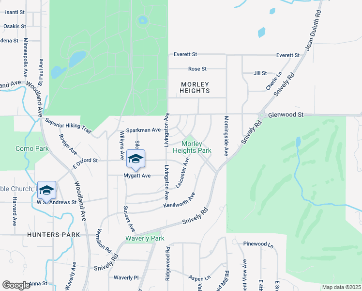 map of restaurants, bars, coffee shops, grocery stores, and more near 102 Morley Parkway in Duluth