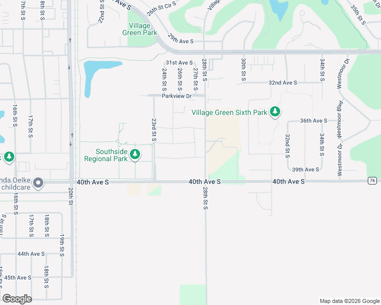map of restaurants, bars, coffee shops, grocery stores, and more near 2524 40th Avenue South in Moorhead