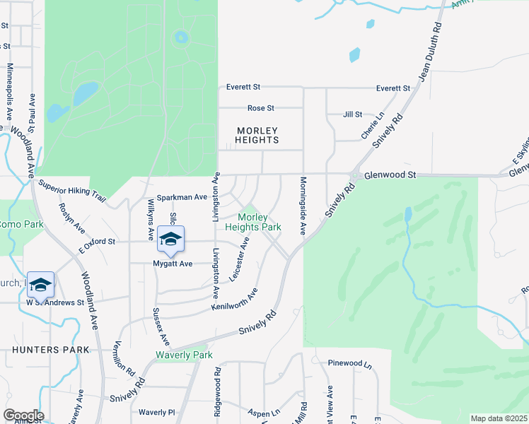 map of restaurants, bars, coffee shops, grocery stores, and more near 203 Morley Parkway in Duluth