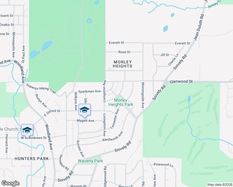 map of restaurants, bars, coffee shops, grocery stores, and more near 606 Sparkman Avenue in Duluth