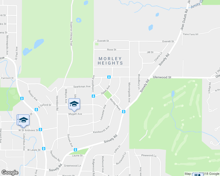 map of restaurants, bars, coffee shops, grocery stores, and more near 608 Spear Avenue in Duluth