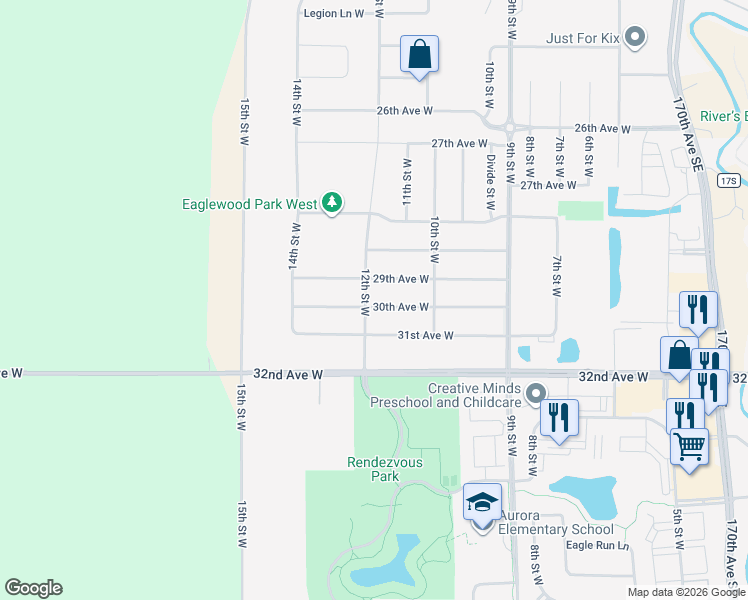 map of restaurants, bars, coffee shops, grocery stores, and more near 1138 30th Avenue South in Fargo