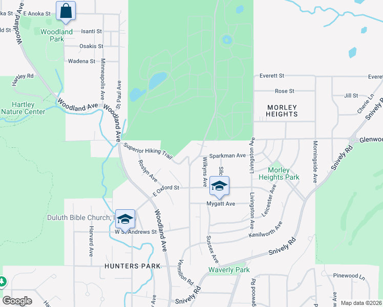 map of restaurants, bars, coffee shops, grocery stores, and more near 2407 Vermilion Road in Duluth