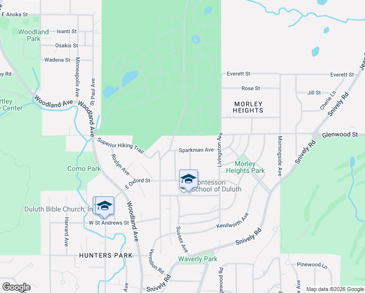 map of restaurants, bars, coffee shops, grocery stores, and more near 309 Sparkman Avenue in Duluth